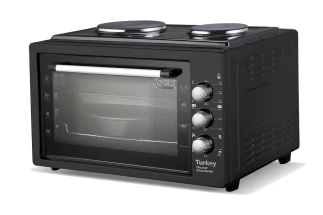 Nikai Oven 20L 2 Hot Plate 1800W 6 Stages Heating Selector 100-250ºC Adjustable Temperature 60 Minutes Timer With Bell NT4520RHT Black
