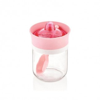 Hane Glass Storage Jar 210ml Spice Jar, Sugar Pot, With Spoon and Lid HN1210 -  4Pcs