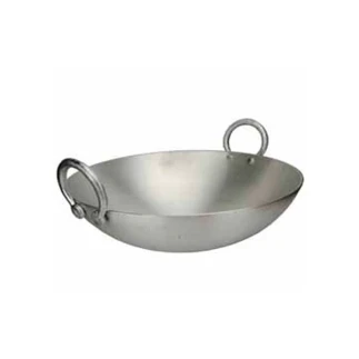 Nadstar8 Aluminium Karai 14" No7 Heavy Base Aluminum Kadai Deep Frying Kadai with Handle for Kitchen