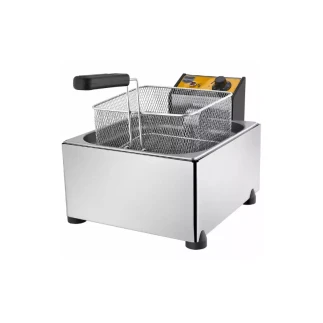 Remta Electric Deep Fryer Single Chamber 8L 3000W with Thermostat Fire Safety, Removable Oil Tank, SS Body & Lid R101