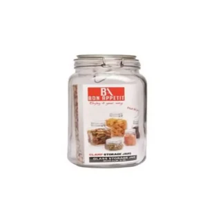 Bon Appetit Glass Jar with Clip 1L Square HM-BA24