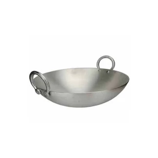 Nadstar8 Aluminium Karai 13" No6 Heavy Base Aluminum Kadai Deep Frying Kadai with Handle for Kitchen