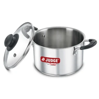 Judge Classic Stainless Steel Casserole with Glass Lid - 18cm (2.5L) Gas and Induction Compatible - Cook & Serve 37268