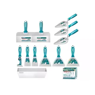 Total 12pcs Trowel & Putty Set, Construction Tools Set, Stainless Steel THKBPS1206