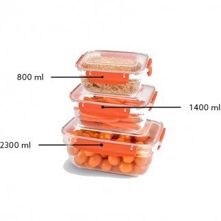 Dunya Plastic Container 3pcs Master Rectangular Set (800-1400-2300ml) 30818