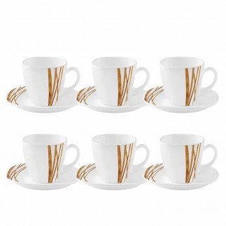 La Opala Cup & Saucer 6pcs Set Golden Shades 220ml LG022