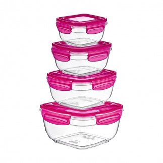 Dunya Plastic Container 4pcs Rectangular Fresh Box Set (275-500-900-1500ml) 30243