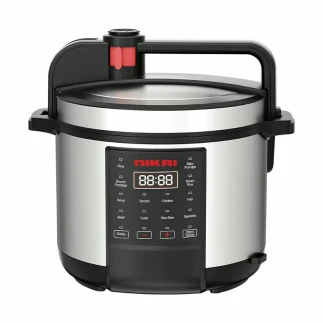 Nikai Electric Pressure Cooker 6L 1000W 11-in-1 Smart Multi-Cooker Slow Cooker, Rice Cooker, Sauté Pan, Yoghurt Maker, Steamer, Food Warmer, Stainless Steel, NEP682DX