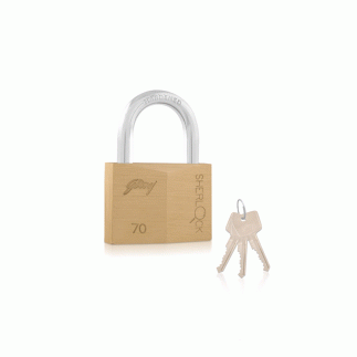 Godrej Sherlock Padlock 70mm, Hardened Shackle Double Locking, High Precision Brass Pin Tumbler Mechanism, Anti-Pick Technology to Enhance Security Brass In Blister Pack 7074