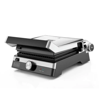 Black & Decker Contact Family Health Grill 2000W 180° Rotation, 5 Levels Height Adjustment & Detachable Plates Black/Silver CG2000-B5