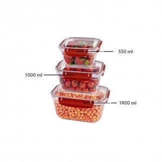 Dunya Plastic Container 3pcs Master Rectangular Set (550-1000-1800ml) 30866