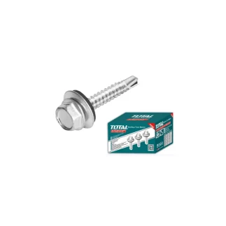 Total Self Drilling Hex Screw with Rubber Washer, Zinc Plated 12x2-1/2" (5.5x64mm) 200pcs THWHD122121