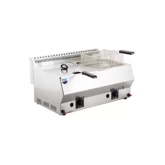 Remta LPG Gas Fryer 5+5L Industrial Type with Thermostat Heat Safety, Removable Oil Tank & Basket, SS Body R95