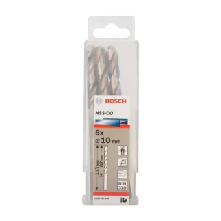 Bosch HSS Cobalt Twist Drill Bit Set - 5-Pack, 10mm Diameter, 135-Degree Tip