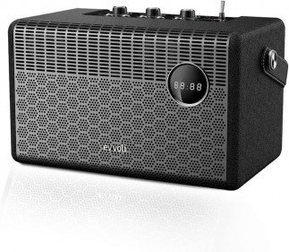 evvoli Portable Wireless Retro Bluetooth Radio With 50W Heavy Bass Speaker for Home, Outdoor, Office and Party - EVAUD-RB51A, Black