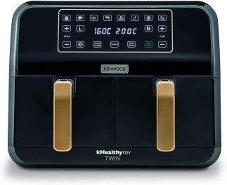KENWOOD Digital Twin Air Fryer 1.7KG+1.7KG 4L+4L XXXL Capacity with DualZone Technology & Dual Frying Baskets for Frying, Grilling, Broiling, Roasting, Baking, Toasting & Reheating HFP70.000BK Black