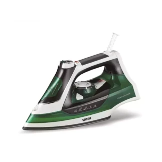 Solstar Steam Iron 2500W with Water Spray, Adjustable Continuous Steam, Non Stick Sole Plate, 360° Pivoting Cord 280ml Green/Black IS1168A-GRBSS