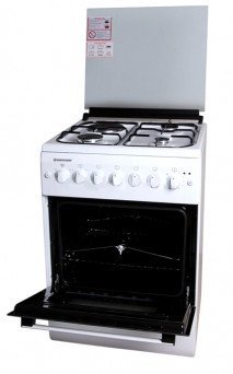 Westpoint Cooker 60x60cm Electric Oven 3 Gas Burners 1 Electric Plate Auto White, WCER6631E0