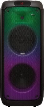 Evvoli 200w Portable party speaker Bluetooth With Two Wireless MIC, Built In Lights - EVAUD-PT200B, Black