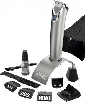 WAHL Lithium Ion Stainless Steel Grooming Kit, Rechargeable Trimmer, Ear and nose attachments, Body detailer for multi grooming, 4 Combs for different grooming lengths, 6 hours Run Time, 9818-727
