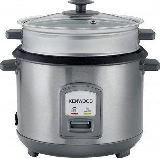 KENWOOD 2-in-1 Rice Cooker 1.8L 10-Cups Rice with Food Steamer Basket, Non-Stick Cooking Pot, Tampered Glass Lid, Warm/Cook Lights, Spatula Holder, Detachable Cord RCM45.000SS Tanzania