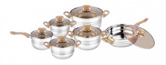 Pinetech Cookware Sets Pots and Pans in Tanzania,Kitchen Cookware Set Non Stick 6 Pieces (Gold, PTC011)