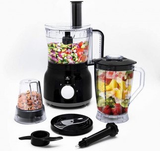 evvoli 600W Food Processor 2.0L With Blender & Grinder Different Functions Tanzania (Black, EVKA-FP20B)
