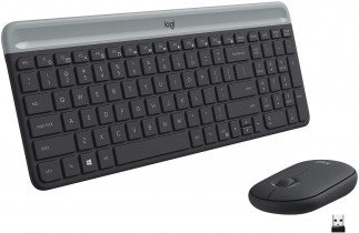 Logitech MK470 Slim Wireless Keyboard and Mouse Combo - Ultra Quiet Operation, 2.4 GHz USB Receiver with Plug and Play Connectivity, Long Battery Life 920-009204 - Graphite