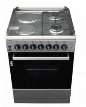 Delta Free Standing Cooker 60X60cm 2Gas + 2Electric Burners, Inox, DGC-6022.I