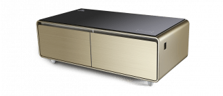 Evvoli Refrigerator Smart Touch Table With Two Refrigerating Doors, Drawer fridge, Mini (EVRFS-130L, Gold)