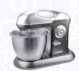 Nikai Kitchen Machine 6.5L Steel Bowl With Cover 1200W NSM650A Stainless Steel Bowl With Cover Metal Gear 3 Blades Whisk, Dough Hook & Beater 10 Speed With Pulse