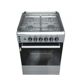 Delta Cooker 2 Gas Burners + 2 Electric Plates, Electric Oven & Grill, 50x55cm (Silver & Black) - DGC-5022