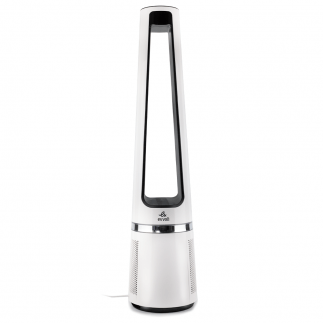 evvoli Bladeless Pure Cool Fan & Air purifier with True HEPA Filter And Remote Controlled, Large Size , 12 Speed , Removes Allergens, Pollutants, Dust, Mold, VOCs, night light , Low Noise EVPF-50W Tanzania,  White