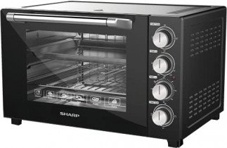 Sharp 60L 2400W Double Glass Electric Oven Up to 230°/120 mins Timer with Four-level Baking, Rotisserie & Convection, EO-RT60N-K3 Tanzania, Black