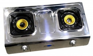 Venus Gas Stove 2 Burners Tanzania  (Inox, VGT-41BFS) | JIKO LA GESI LA MEZANI PLATE MBILI