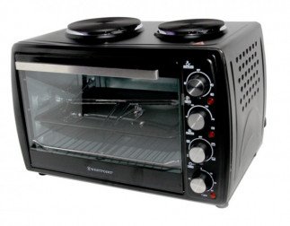 Westpoint Mini Oven Tanzania, 45L 2 Hotplate + Grill + Turnspit (Black, WOY-45215.4)
