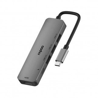 Rapoo XD100C USB HUB Adopter Type C, 5 in 1 with 4K HDMI, 3 USB 3.0 Ports, Type C Charging