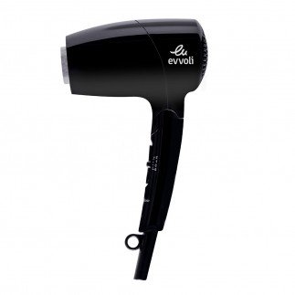 evvoli Hair Dryer 1500W, Powerful DC Motor Fast Drying Hair Dryer with 4 Speeds, Foldable Handle, Black, EVHC-HD1500B