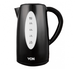 Von VSKL03BNK Cordless Kettle , 3L - Black