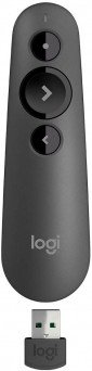 Logitech R500 Laser Presentation Remote Clicker Tanzania with  Dual Connectivity Bluetooth or USB for Powerpoint, Keynote, Google Slides, Wireless Presenter - Black
