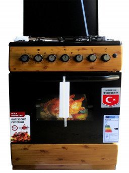 Euron Cooker With 3 Gas Burners + 1 Hot Plate 60x60CM - (Wood, FS4314MBZL)