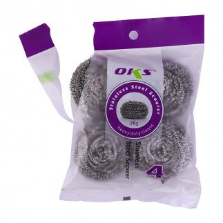 4 Pcs Stainless Steel Scourers by Oks – Steel Wool Scrubber Pad Used for Dishes, Pots, Pans, and Ovens. Easy scouring for Tough Kitchen Cleaning Tanzania- 4204