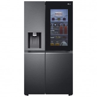 LG 674L Side by Side Refrigerator Frost Free InstaView Door-in-Door, Knock Knock Fridge - GC-X257CQES, Matt Black