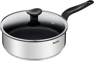 Tefal Primary Sauté Pan 24 cm + Glass Lid, Premium Stainless Steel, Healthy Non-Stick Coating, Induction E3093204 Tanzania