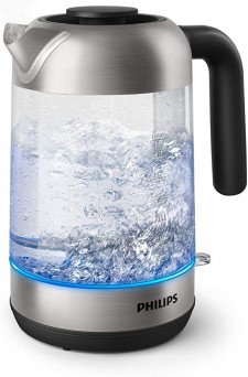Philips HD9339/80 Glass Kettle, 1.7 Litres, LED Lighting, Dry Run Protection, Removable Micro Strainer Filter, 2200 W