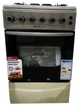 Mo Electro Full 4 Gas Burners & Oven Lamp 50X60cm (Silver, MOF0456-HI) | JIKO LA GESI PLATE NNE MO ELECTRO NA OVEN