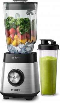 Philips 5000 Series Glass Jug Blender for Smoothies, Juices and Sauces with Extra Tumbler - 1000W - 2 litres - Metallic - HR3573/91