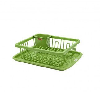 Lion Star Dish Rack 435x350MM With Tray Flora A-10, Green