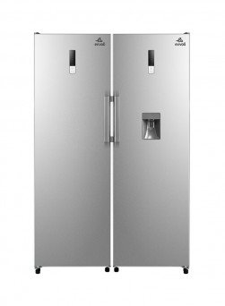 EVVOLI Twin Upright Refrigerator & Freezer Full Set 800L Tanzania EVRFM-U350MLSS/EVRFM-U260MFSS Silver | FRIJI NA FRIZA ZA EVVOLI FULL SET