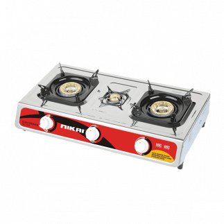 Nikai Gas Cooker 3 Burner Steel NG845 Stainless Steel Auto Ignition System Blue Flame